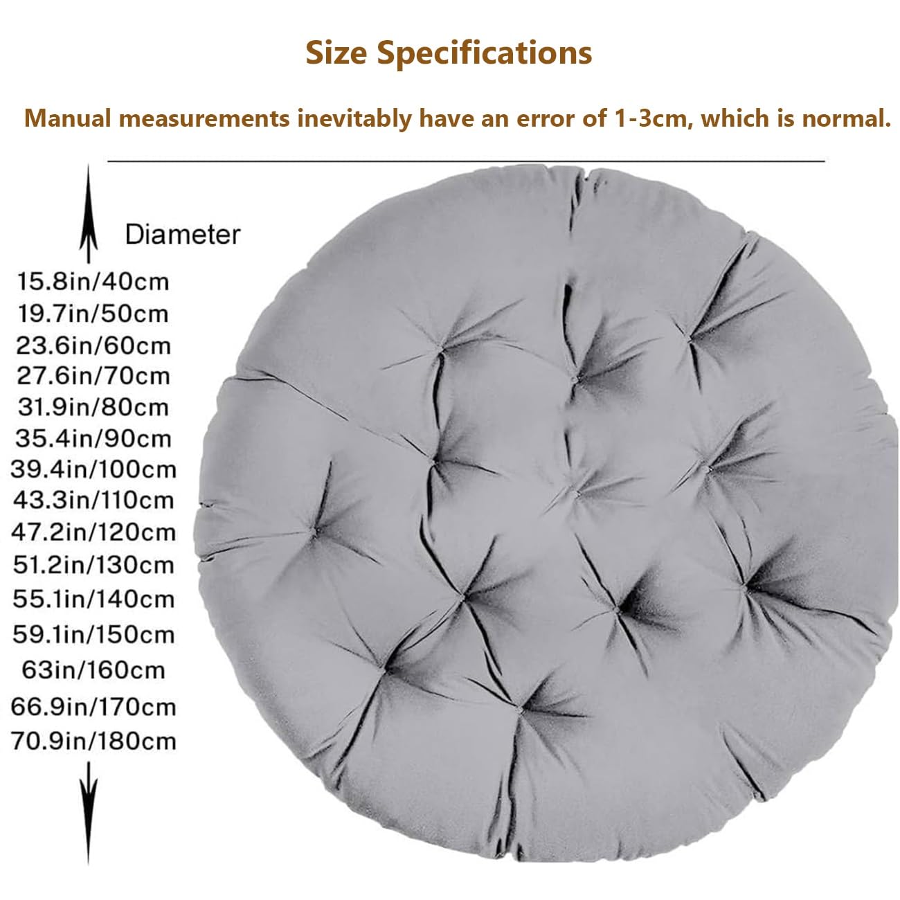 Coussin de Fauteuil Papasan siège Rond Polyvalent for Fauteuil Papasan, Coussin Fauteuil rotin, Rond Coussin de Chaise, Usage intérieur/extérieur(White,90cm)