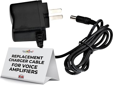 Voicebooster Speak Out Power Adapter Charger for Voice Amplifiers - Compatible with VoiceBooster & Aker Models, 5V DC 2A Output, 10W Wall Mount Corded Power Supply, Type A 2-Pin Plug Charging Cable