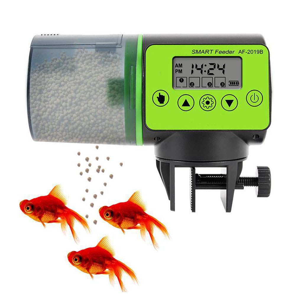 Distributeur automatique de nourriture pour poissons - 200 ml - Grande capacité - Avec affichage de minuterie - Pour petits aquariums et étangs