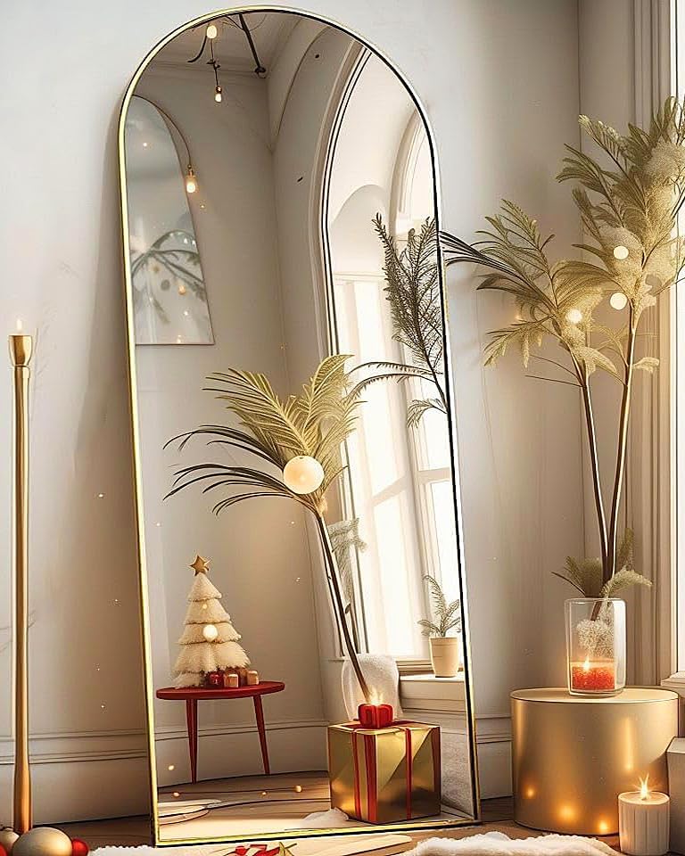 Miniatura 4 de BEVERDY Espejo de longitud completa de 64 x 21 pulgadas, espejo de piso, espejo arqueado de longitud completa con soporte, espejo de cuerpo