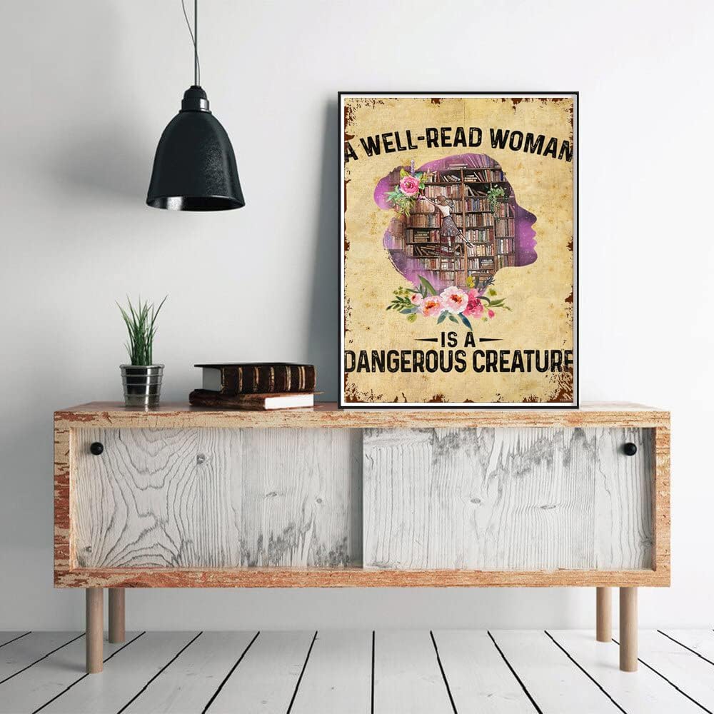 YEEIFFD New Year Gift A Well Read Woman is a Dangerous 5D Diamond Art Creature Diamond Painting Kits for Adults Paint by Number for Wall Decoration for Christmas Valentine's Day 12x16 inch