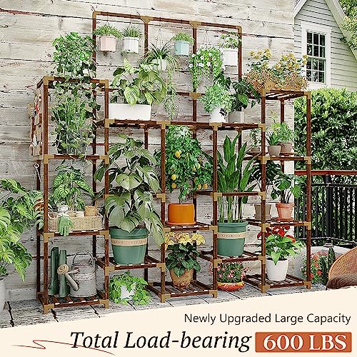 EnHomee-63H-Upgrade-Plant-Stand-Indoor-Tall-Plant-Stands-Outdoor-with-7-Tiers-and-14-Potted-Wood-Plant-Shelves-Stand-Load-Bearing-600-LBS-Multiple-Plant-Stand-for-Garden-Balcony-118x56x63