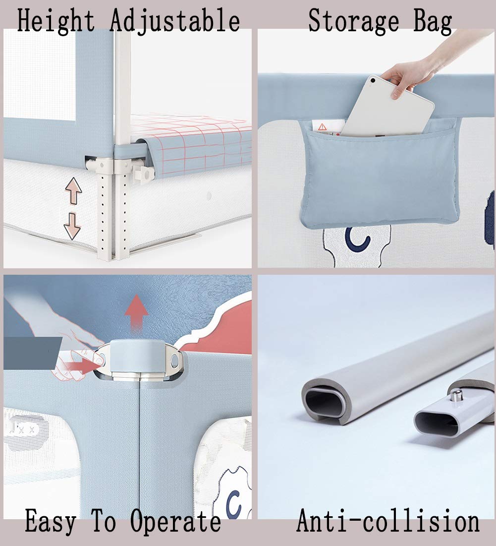 Rieles de Cama, Riel de Cuna Elevación Vertical Seguridad Protección del Sueño para bebés y niños, fácil de operar (Color : Grey, Size : 150cm)