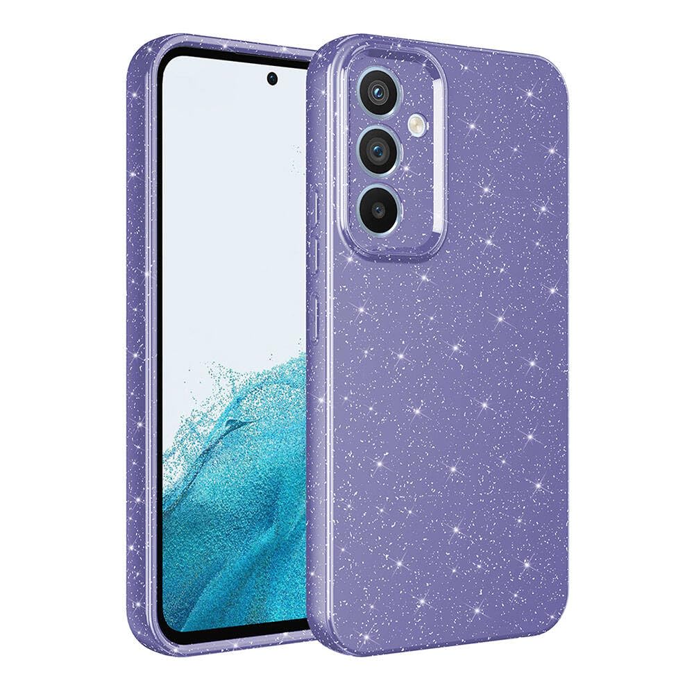 Zore Galaxy ile uyumlu A35 Kılıf Kamera Korumalı Simli Lüks Koton Kapak Mor