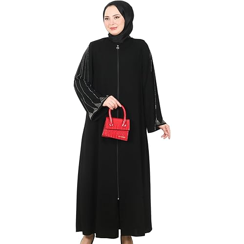 Abaya for Muslim Women | Zipper and Oversized Long Sleeve Dress Islamic Kaftan Maxi Size | Hijab Arabic Robe Prayer Clothing