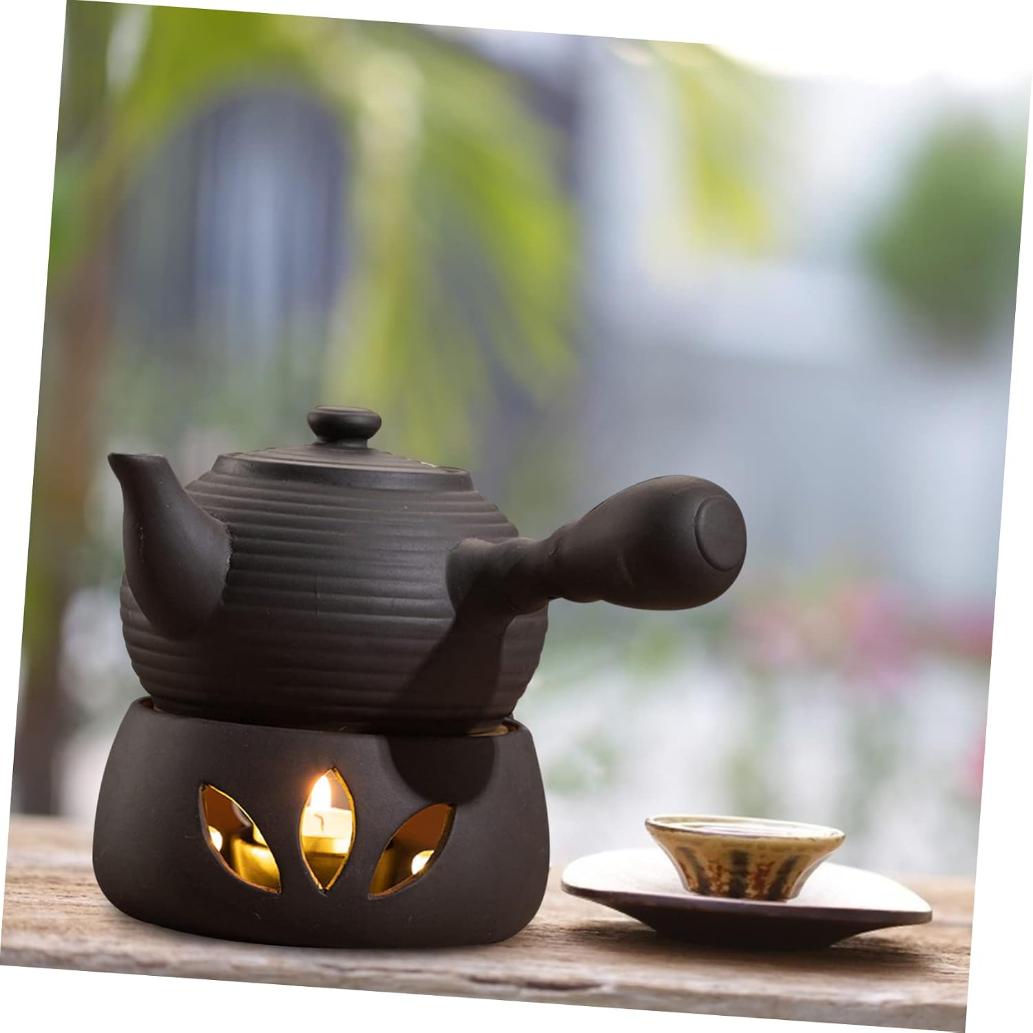Teapot Heater Japanese Style Ceramic Tea Warmer Set Tea Light Warmer Teapot Stand for Home Decor