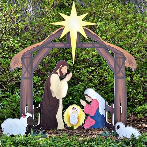 Teak Isle Holy Night Printed Outdoor Nativity Set Cover