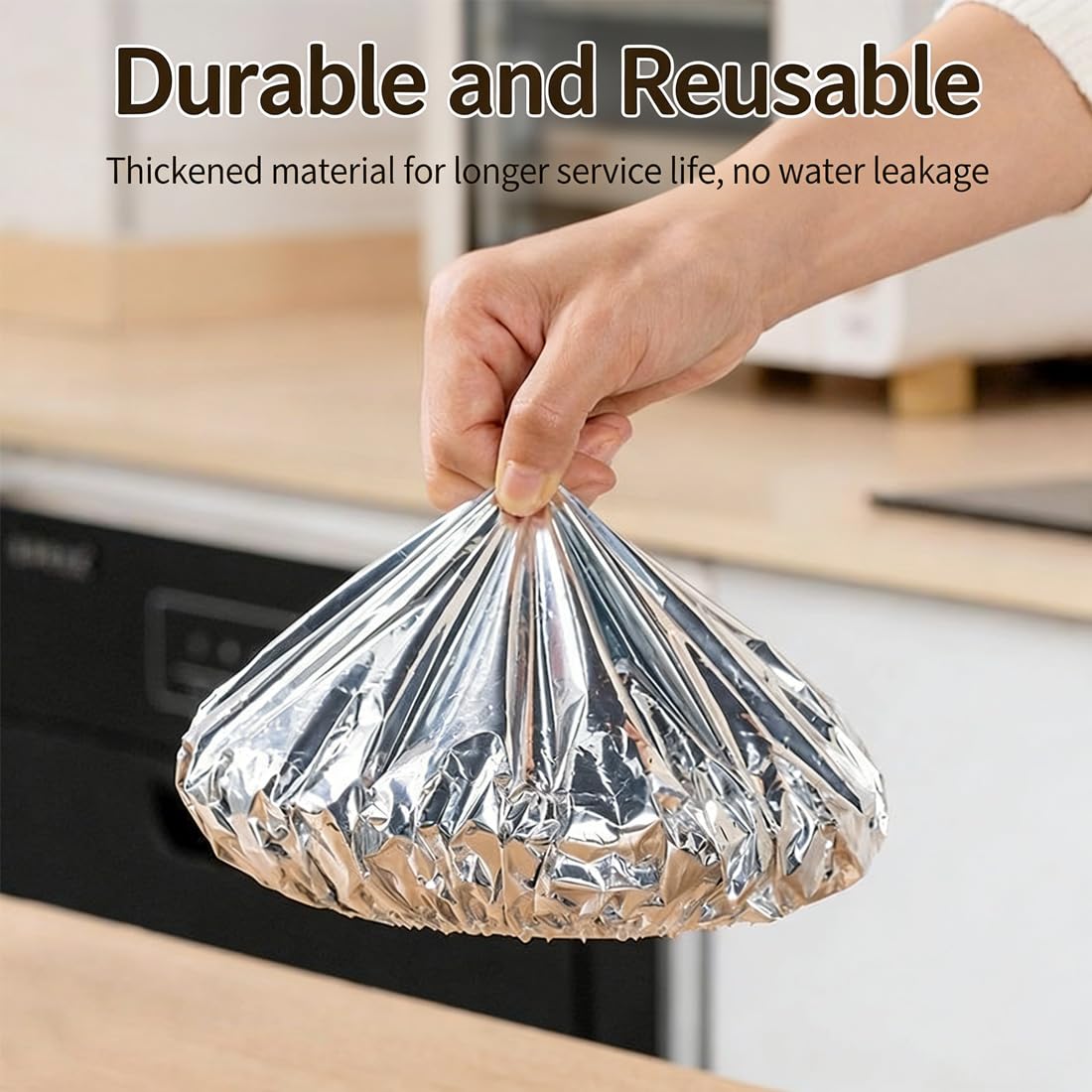 50/100Pcs Stretchy Foil Food Covers, Repeatable Aluminium Foil Food Covers, Stretchy Kitchen Foil Insulation Film, Adjustable Elastic Bowl Lids For Food Storage and Outdoor Picnics (50Pcs)