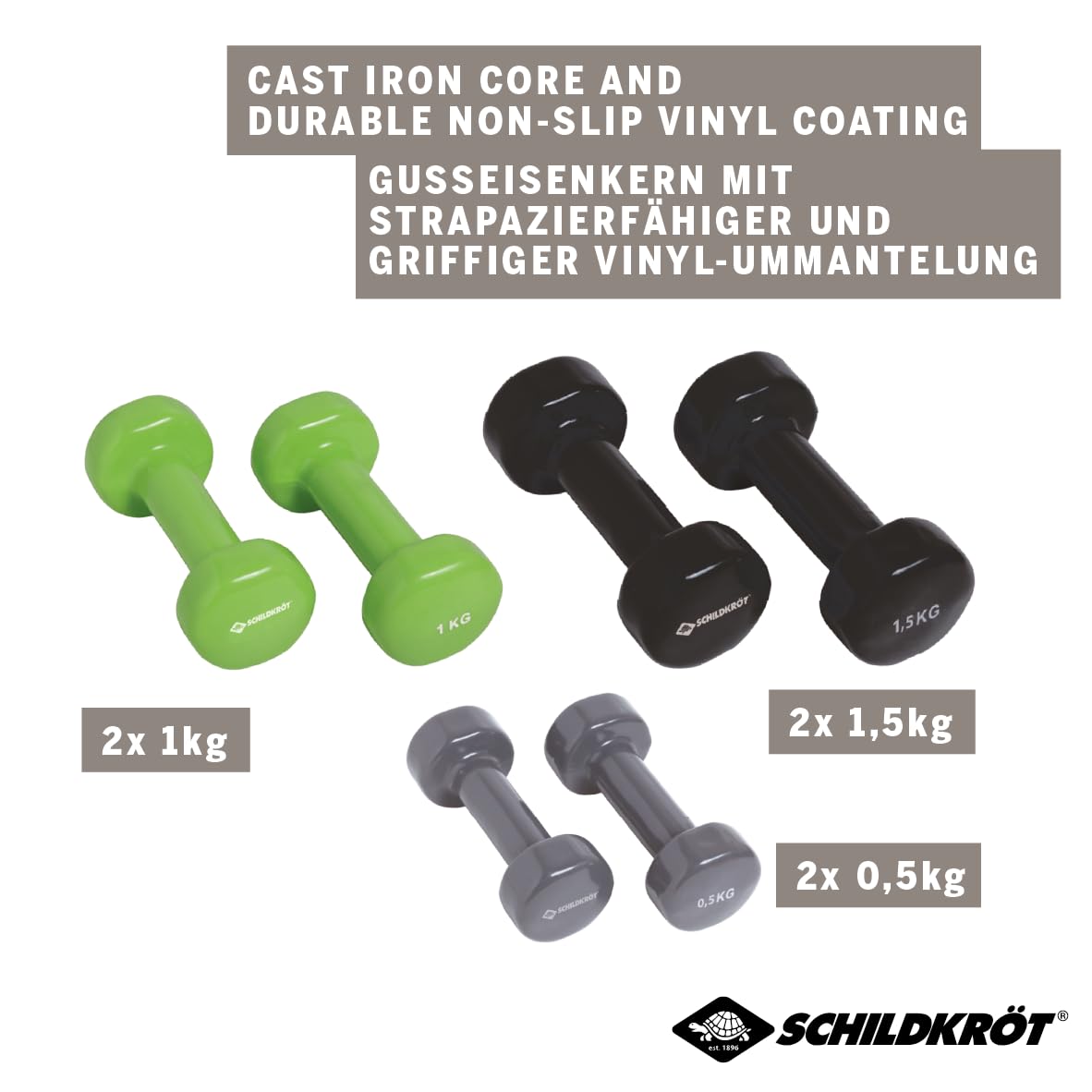 Schildkröt Fitness Set di Manubri in Vinile, in Custodia in Plastica ABS
