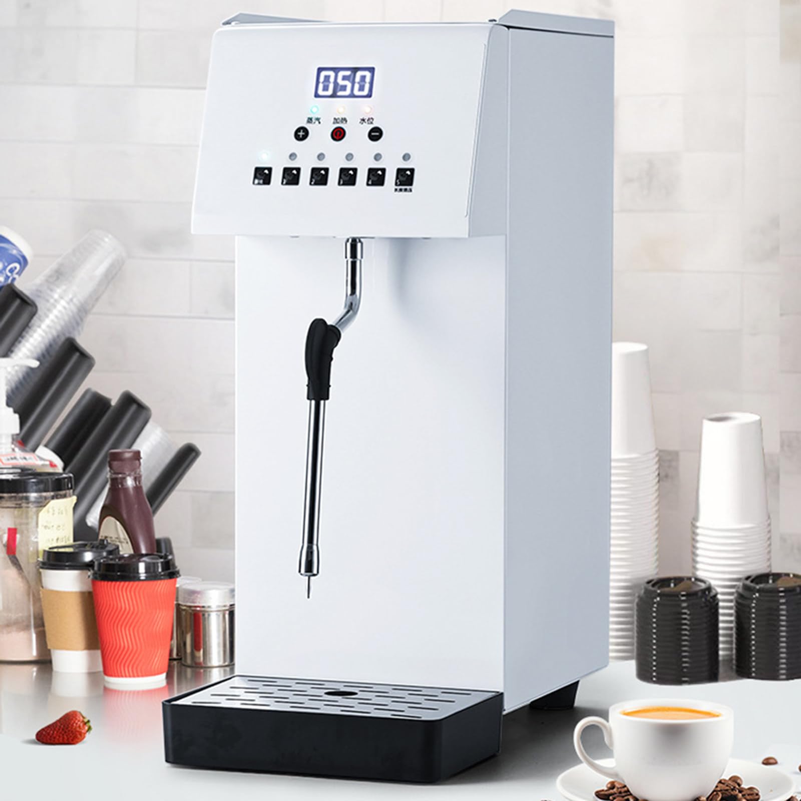 Espumador de leche, vaporizador comercial con pantalla LCD, calentamiento rápido y 5 configuraciones de temperatura para un té y café perfectos.