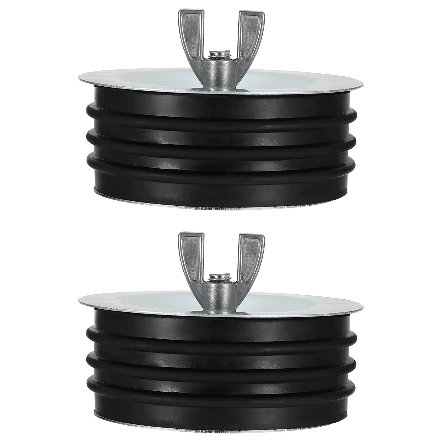 PATIKIL 4 Inch Sewer Cleanout Cap, 2 Pcs Steel Mechanical Test Plug Expansion Pipe Plug Sewer Cleanout Cover Durable Sewer Pipe Plug Fit for Most Pipes Sink Pools, Black