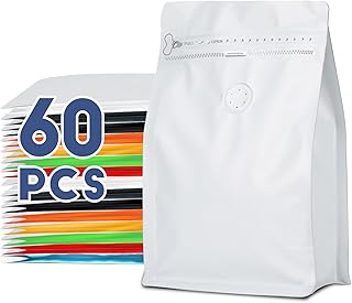 ODDIER 8oz 1/2 lb 60pcs Coffee Bags with Valve,Vented Coffee Bag Barrier Bags Store Bags Coffee Packaging Coffee Storage P...