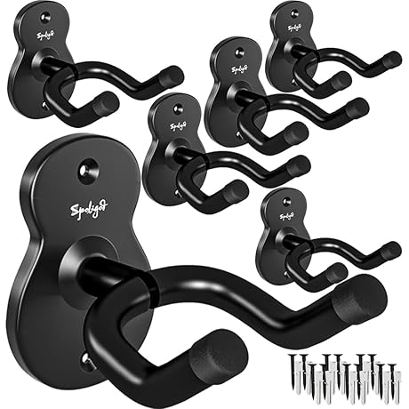 Guitar Rack Wall: Hanger System for 6 Guitars in Black