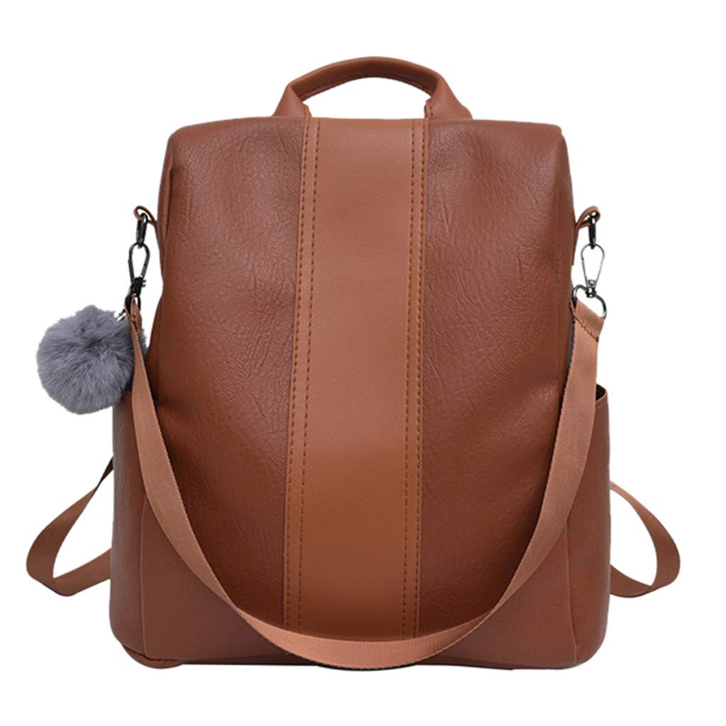 Fashion Backpack Women's Shoulder Bag Solid Hairball Travel Bag