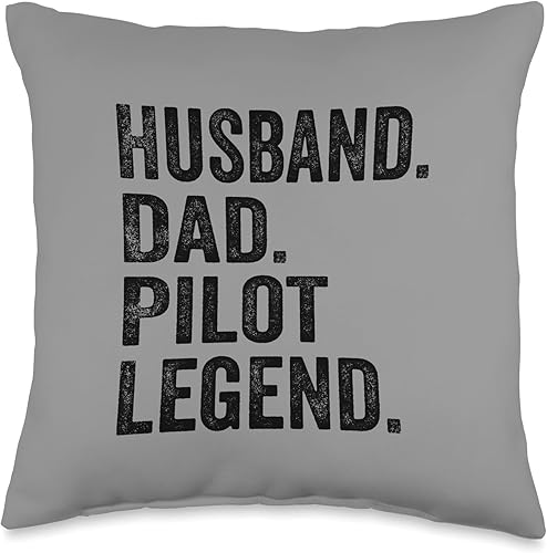 Dad Funny Husband Pilot Avion Legend - Almohada de 16 x 16 pulgadas, multicolor