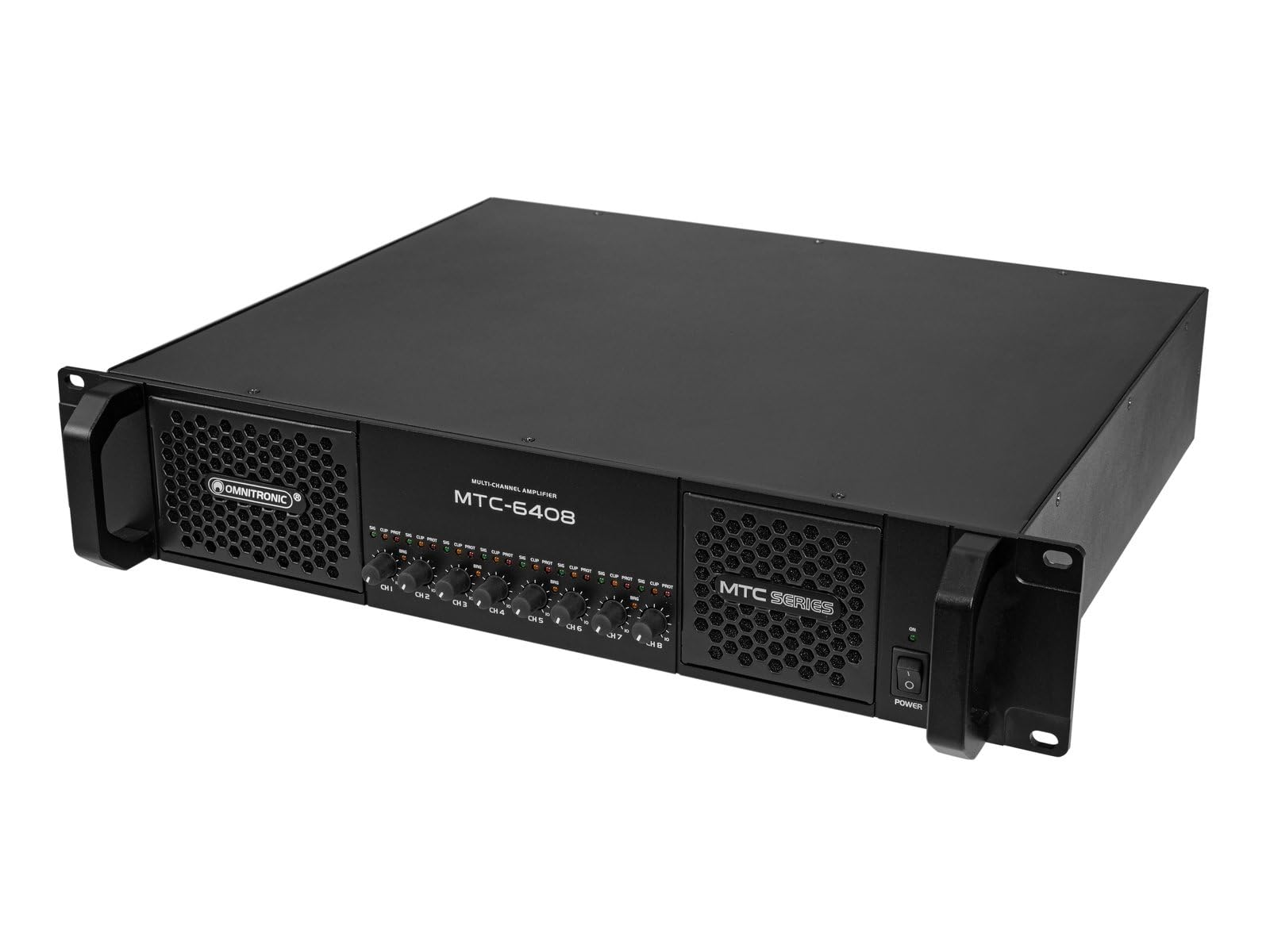 OMNITRONIC MTC-6408 8-Kanal Endstufe | Class D Mehrkanal-PA-Verstärker mit Schaltnetzteil, 8 x 800 W RMS (4 Ohm), 8 x 400 W RMS (8 Ohm)