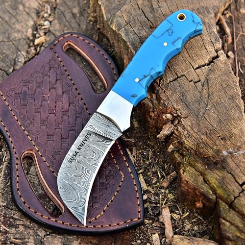 Susa Knives 56566 Custom Handmade 7'' Hawkbill Fixed Blade Damascus Steel Knife Electricians Knife/Lineman’S Hawkbill Knife cover