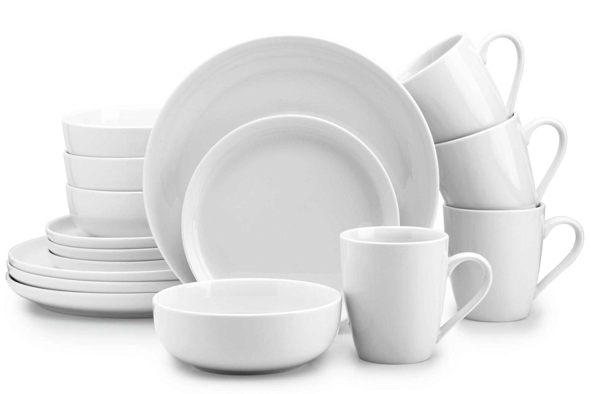 - Zulay Kitchen Nova Porcelain Dinnerware Set, Service For 4 - Chip & Scratch Resistant White Plates And Bowls Sets - Microwave & Dishwasher Safe - White