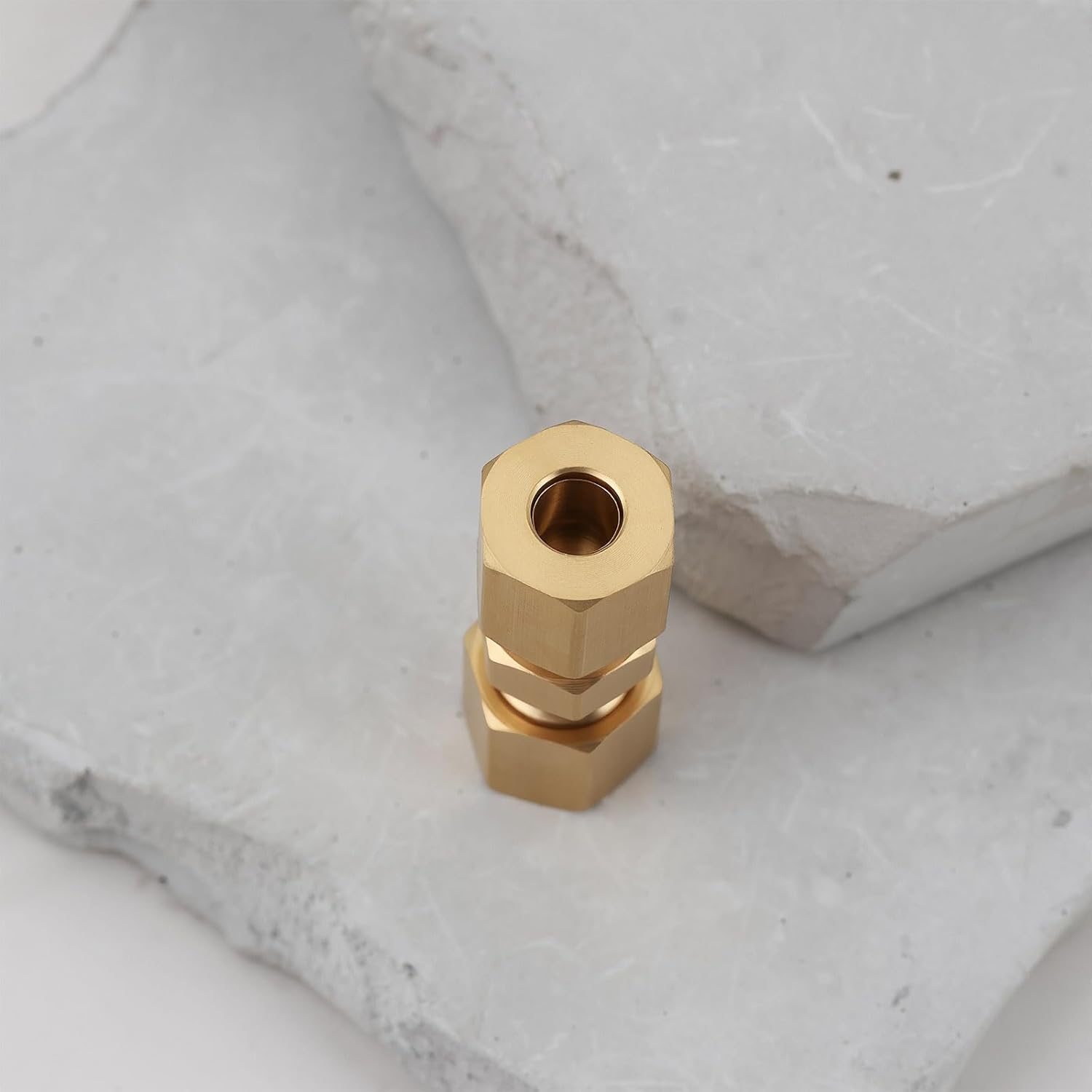 ECSiNG 5X 5mm Brass Straight Compression Fitting Union Hex Head for 3/16" Automotive Brake Line