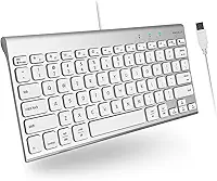 Macally Teclado USB com fio para Mac e Windows PC Teclado Apple pequeno compat vel com economia de espa o Teclado externo Mac de 78 teclas para MacBook Pro/Air, iMac, Desktop Mac Mini Alum nio prateado