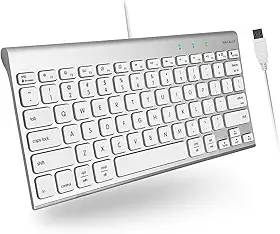 Macally Teclado USB com fio para Mac e Windows PC Teclado Apple pequeno compat vel com economia de espa o Teclado externo Mac de 78 teclas para MacBook Pro/Air, iMac, Desktop Mac Mini Alum nio prateado