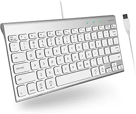 Macally Teclado USB com fio para Mac e Windows PC Teclado Apple pequeno compat vel com economia de espa o Teclado externo Mac de 78 teclas para MacBook Pro/Air, iMac, Desktop Mac Mini Alum nio prateado