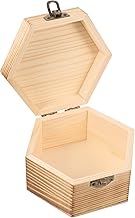 FRCOLOR Wooden Hexagon Jewelry Box Small Vintage Wood Keepsake Case with Flip Lid for Rings and Accessories Medium Retro Storage Organizer for Packaging