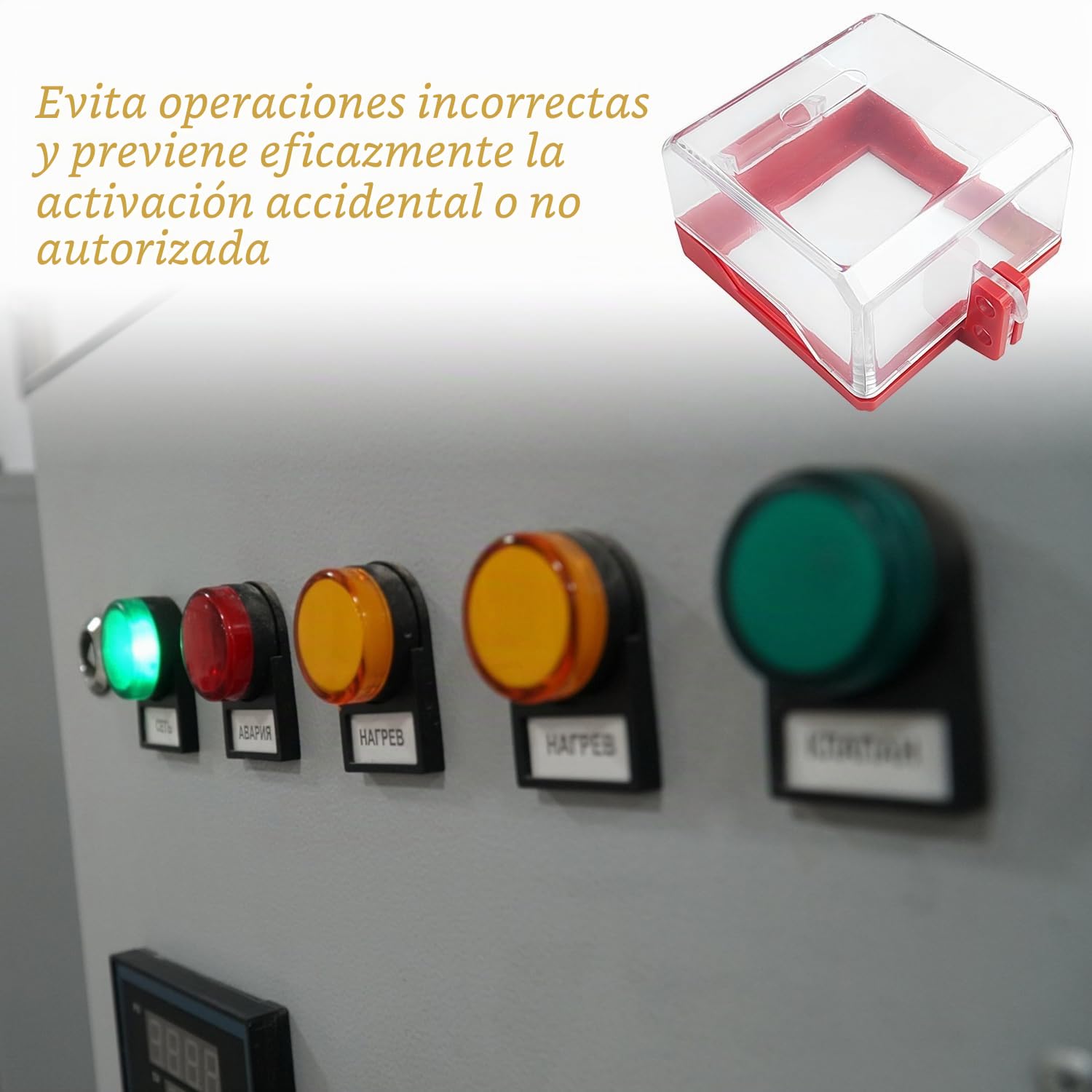 Tapa de Botón de Parada de Emergencia, Protección de Interruptor Bloqueable con Tornillos y Adhesivos, Protección Transparente de Interruptor Pulsador, para Interruptores (Rojo)