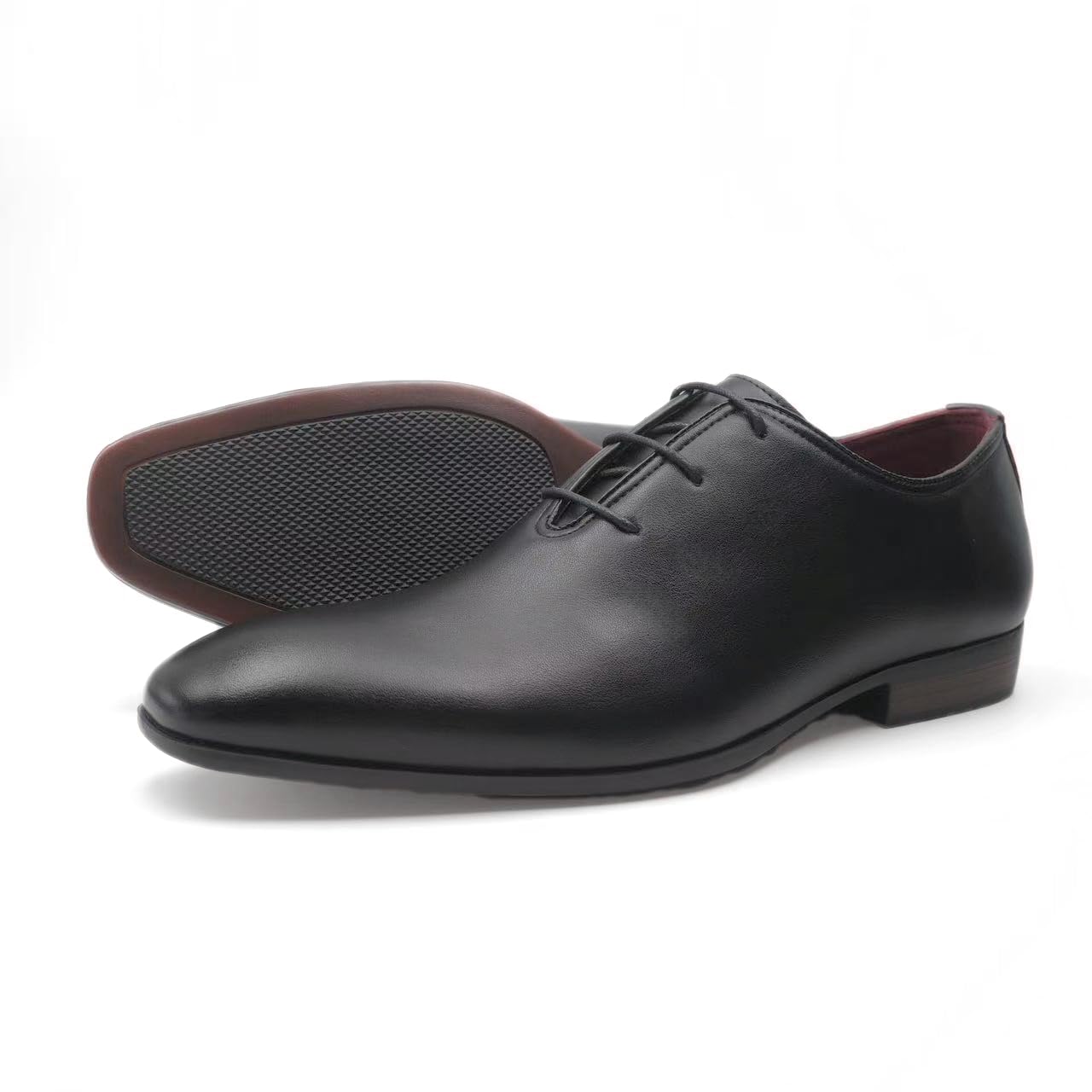 Finishing & Sewing Chaussures d'affaires à lacets pour homme, marron, en cuir, chaussures Oxford classiques, chaussures formelles pour homme