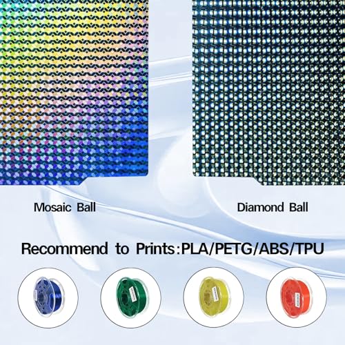 Image of IdeaFormer-3D Smooth Mosaic Ball+Diamond Ball PEA Build Plate for Bambu Lab X2D /X1 /X1C /X1E /P1P /P1S /P2S /A1, Flexible PEA Spring Steel Effect Sheet Holographic Print Bed Platform 257x257mm for Bambu Lab