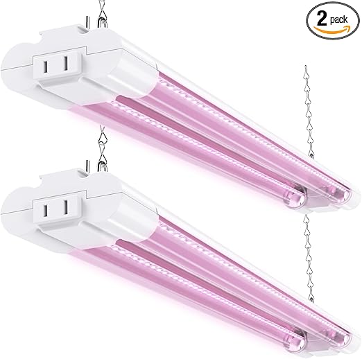 Sunco 2ft Grow Light LED, 20W, Full Spectrum, for Seed Starting, Seedling, Indoor Plants, Plug in Suspended Fixture, Link Up to 8, Inline Switch, ETL 2 Pack