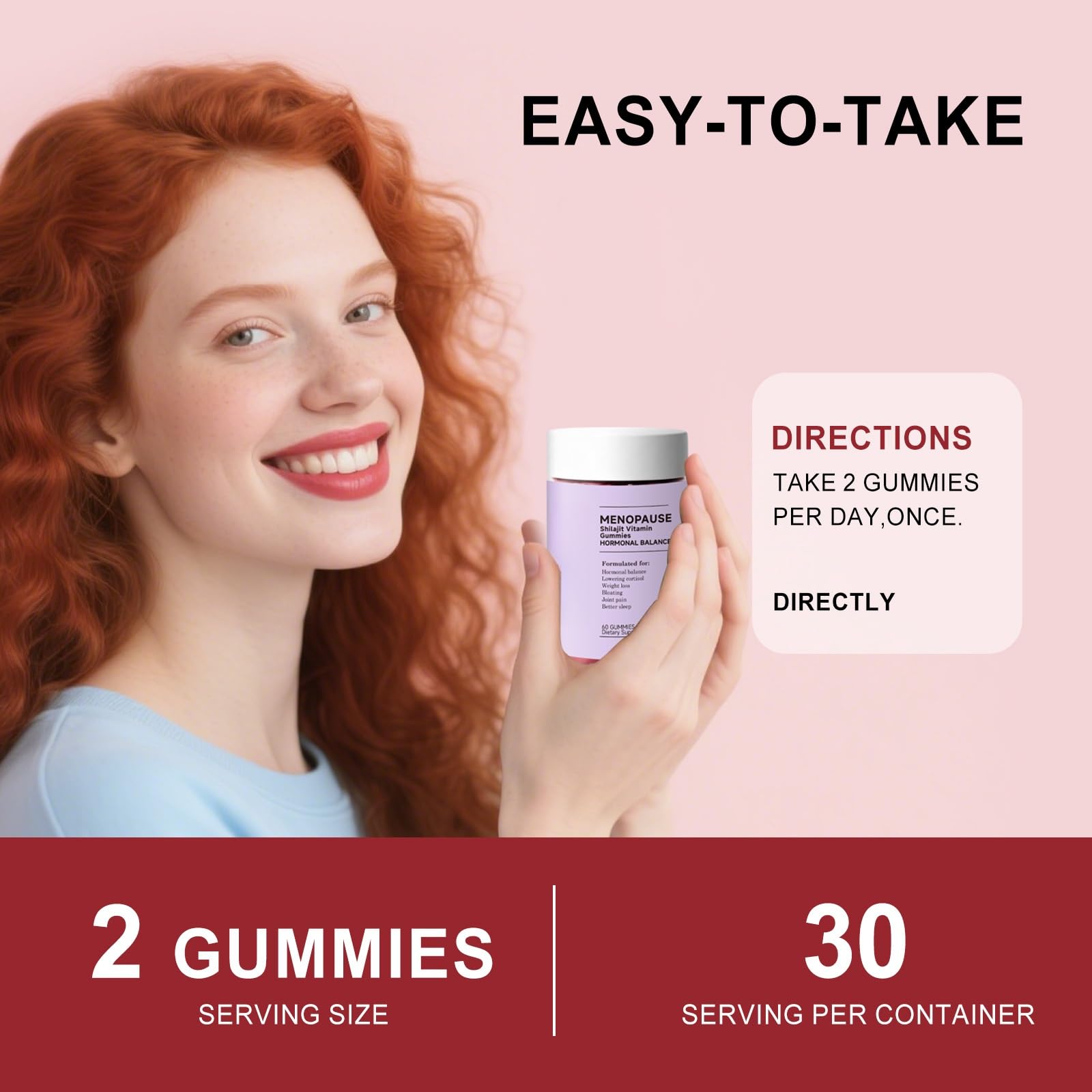 Gomitas De Equilibrio For Mujeres For Apoyo Hormonal Y Aumento Energía, Comodidad Natural For La Menopausia, Delicioso Sabor A Bayas, Bienestar Diario, 60 Unidades(1PCS)