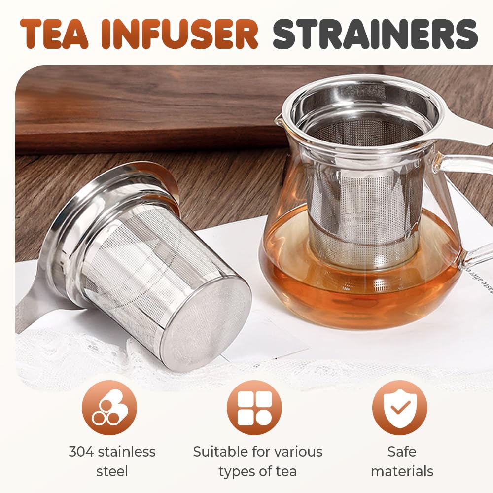 Stainless Steel Tea Infuser Strainers, 2025 New Tea Strainers & Filters for Loose Tea with Heat Proof Handles, Extra Fine Mesh Strainer Cups to Steep Loose Leaf Tea and Coffee (PC): 1