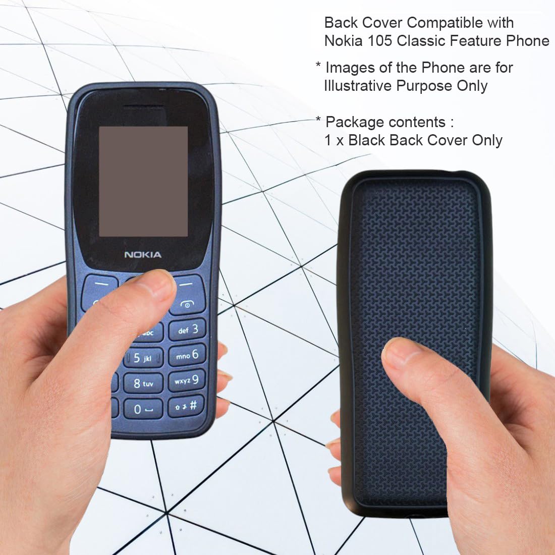 ZAOMA Premium Back Case TPU Cover Compatible for Nokia 105 Classic SS - Model No. : TA-1423 Keypad Mobile Feature Phone Matte Case (N105CLS_MATBLK) — Amazon image 4