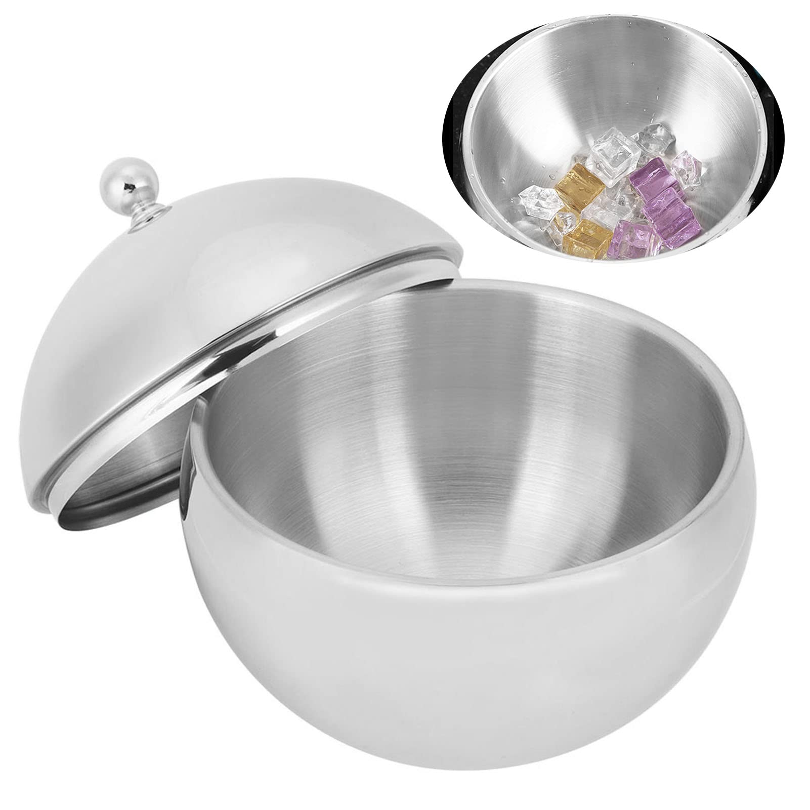 Sxhlseller Seau à glace à double paroi en acier inoxydable avec couvercle, seau à glace isolé, refroidisseur à boissons en métal pour barbecue et fête de mariage