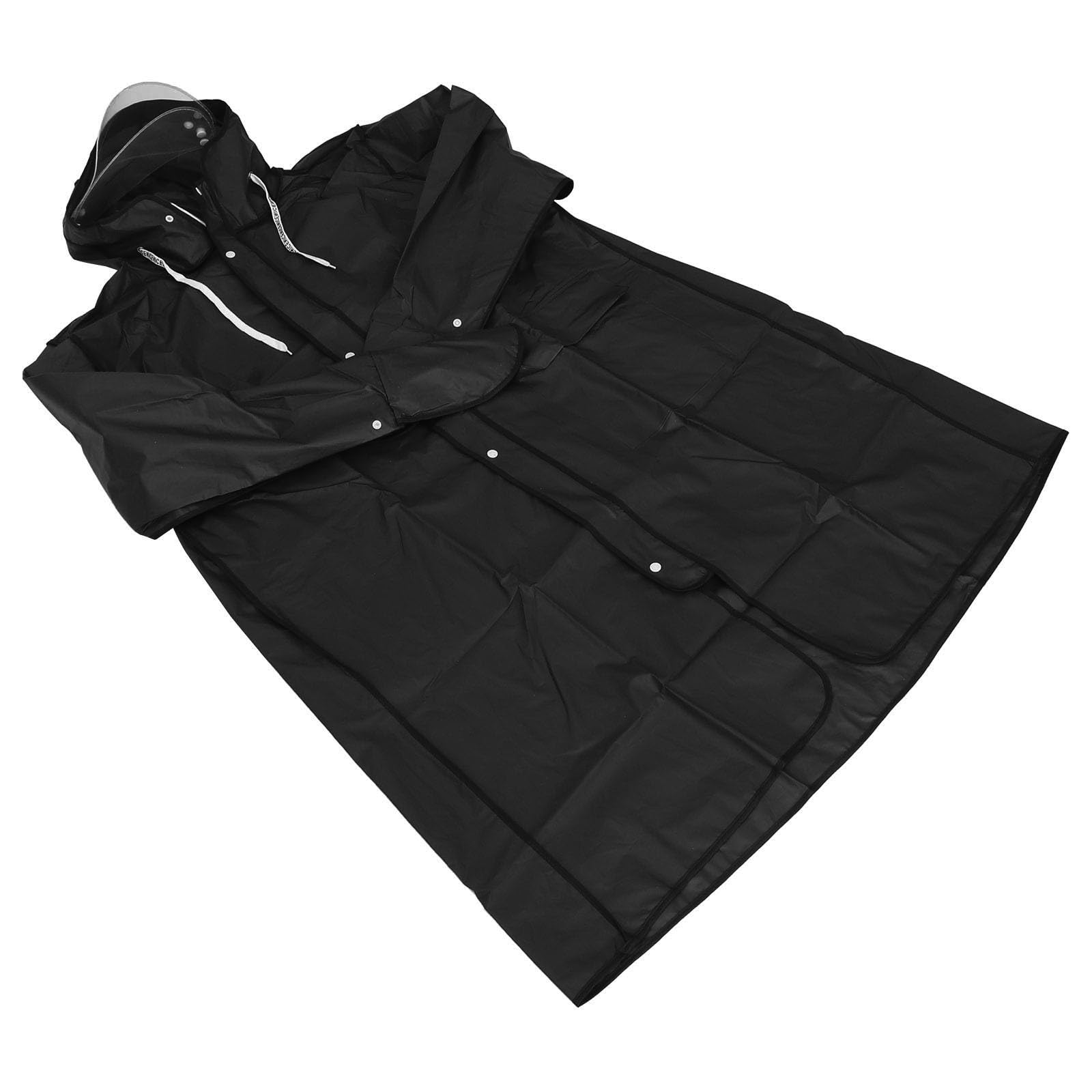 Alipis Poncho da Pioggia Donna lungo EVA Nero, Riutilizzabile e Pieghevole, Cappuccio e Visiera Doppia, per Campeggio e Parchi