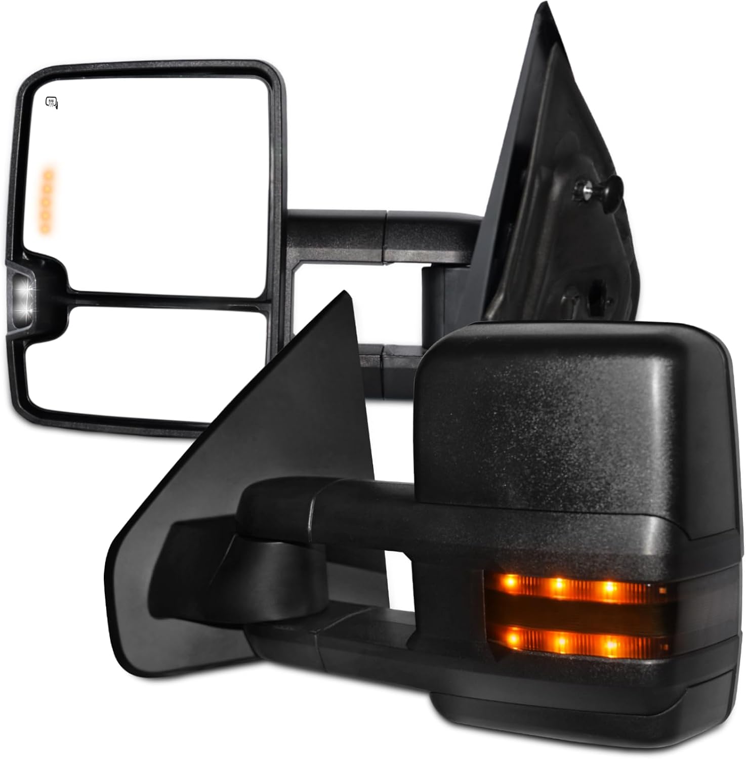 AERDM Towing Mirrors Compatible with 2004-2014 Ford F150 F-150 Pickup Truck Side Mirrors Power Heated Defrost Smoke LED Signal Puddle Lamp Trailer Mirrors Pair set