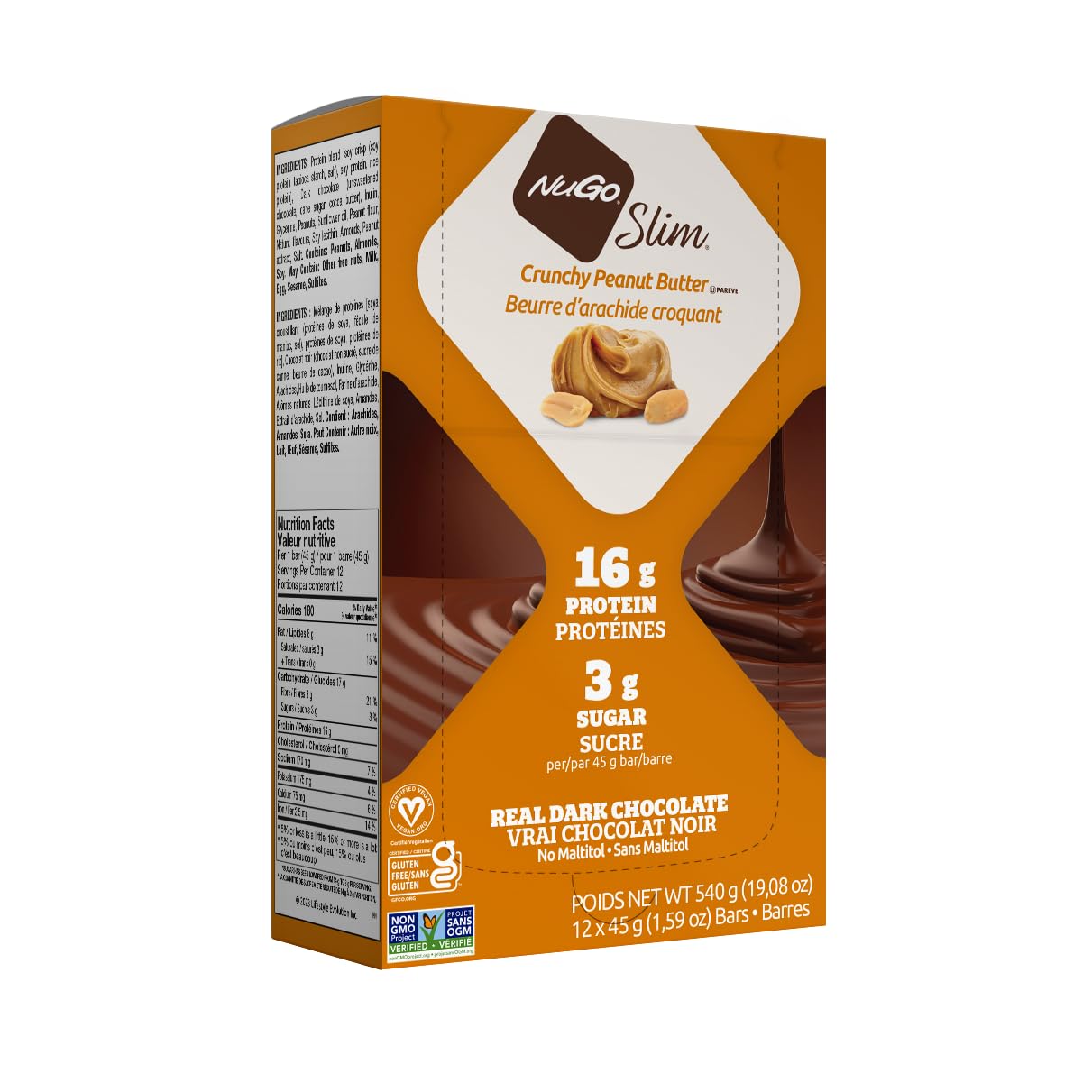 NUGO Crunchy Peanut Butter Bar 12 Count, 1.59 OZ