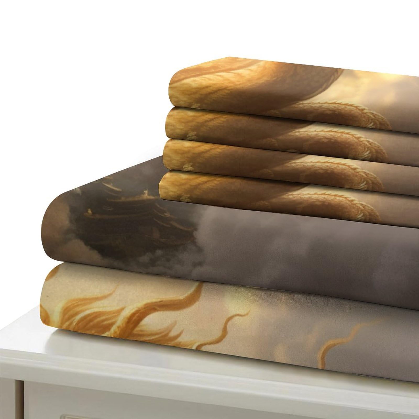 Stampato in 3D Loong cinese Copertina Stampata Microfibra Disegnata Biancheria Da Letto Ipoallergenico Set 3 Pezzi,Double（200x200cm）, Per Ragazzi Adulti