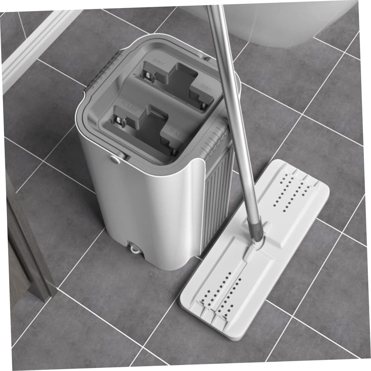 Cabilock Kit de Fregona Práctico Microfibra y Mango Integrado Antideslizante para Limpieza de Suelos Hogar y Habitaciones Limpias