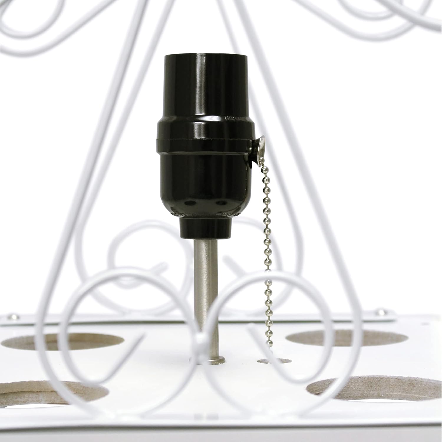 Simple Designs LF1015-WHT-LB Three Shelf Etagere Organizer Storage and Wine Rack Floor Lamp with White Linen Shade, White, With Feit LED Bulb Included