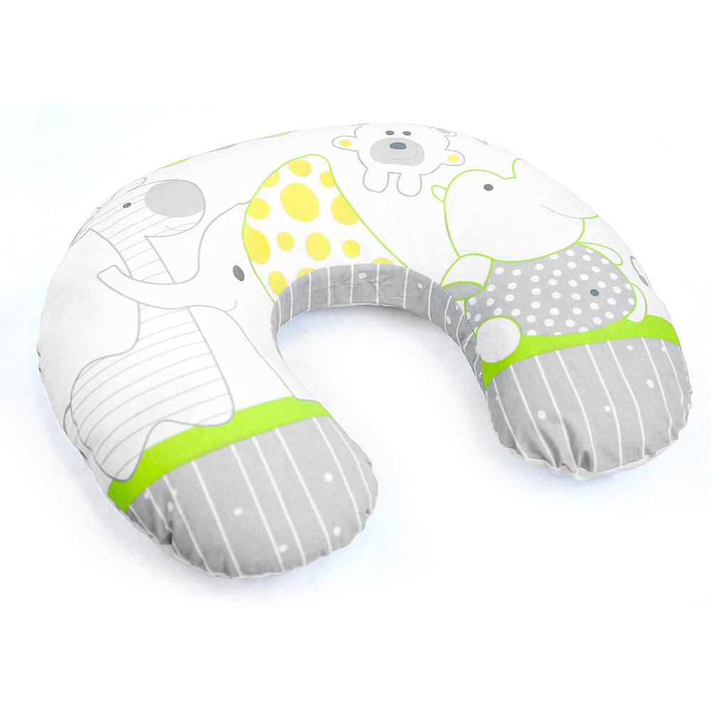 Babymam Breast Feeding Pillow Nursing Maternity Pregnancy Baby Cushion and Removable Cotton Cover (Zoo green)