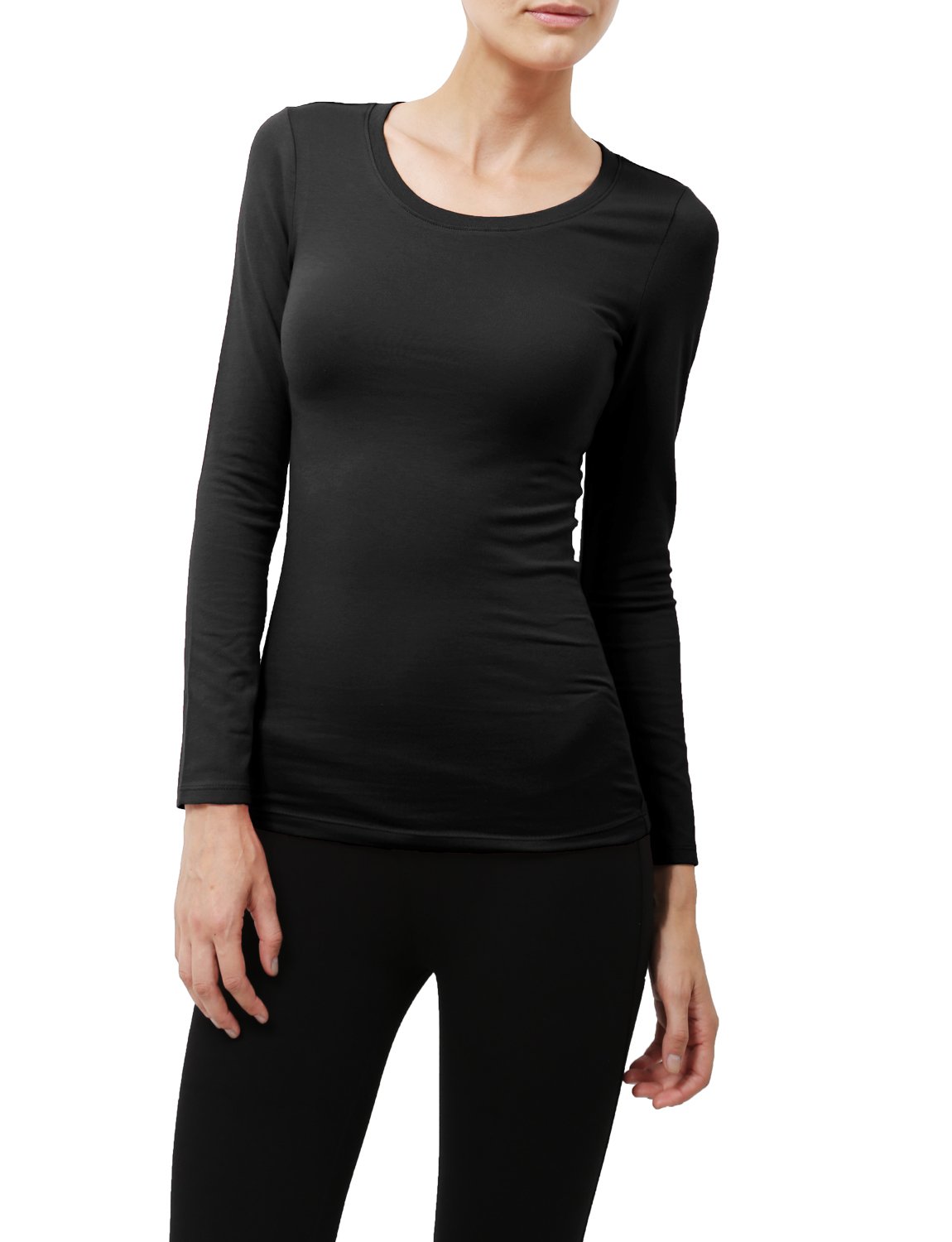 NE PEOPLE Women's Basic Long Sleeve Tee – Lightweight Crew Neck Casual Shirt In Black