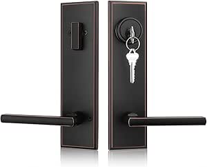 Haidms Oil Rubbed Bronze Front Door Handle Set, Entry Door Lever and ...