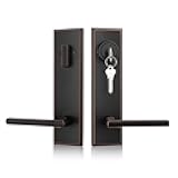 Haidms Oil Rubbed Bronze Front Door Handle Set, Entry Door Lever and Deadbolt Set with Reversible,Exterior Door Lock Set, Modern Square Front Door Hardware