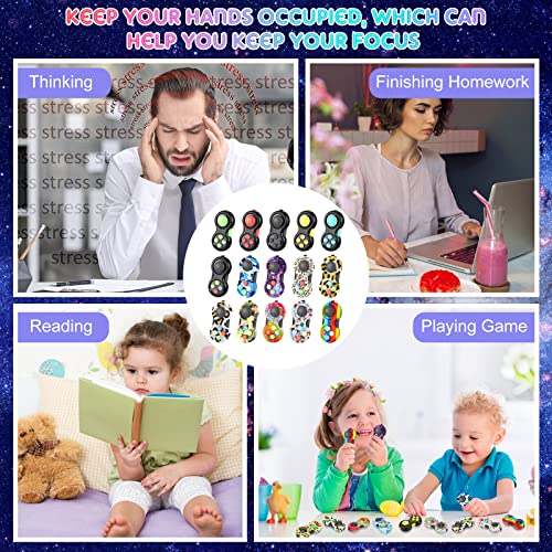 15 Pcs Fidget Pad Portable Fidget Controller Classic Retro Game Controller Fidget Toy Handheld Toy Controller With 8 Fidget Functions Controller Game Pad For Teens Relieve Stress Anxiety(Cool) #TOP4