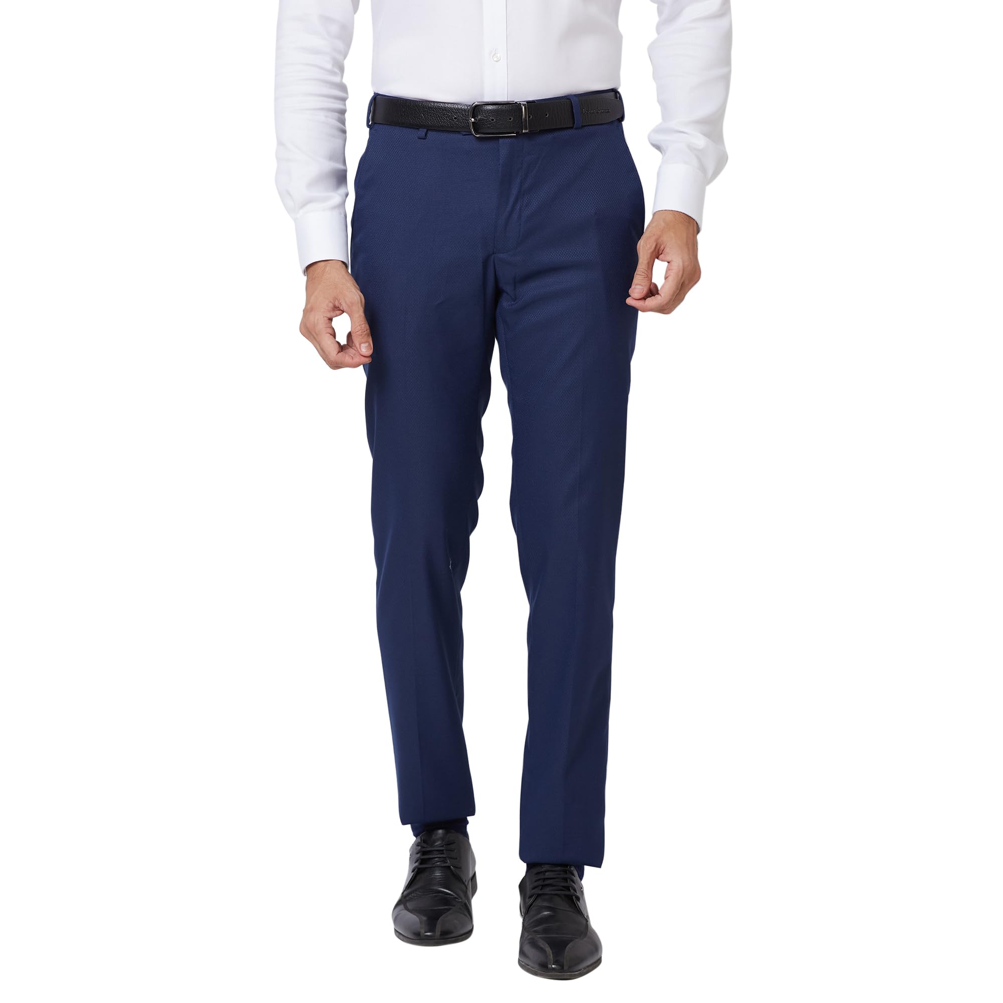 raymond Men's Mid Rise Slim Fit Structure Pattern Poly Viscose Blend Flat Front Formal Trouser-picture-13