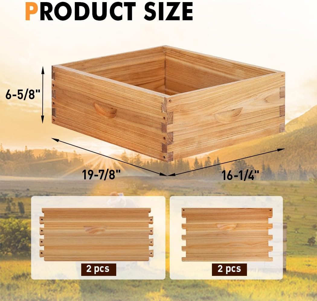 10 Frame Medium Super Beehive Box Wax Coated Bee Hives Includes Beehive Frames and Waxed Foundations (Unassembled)