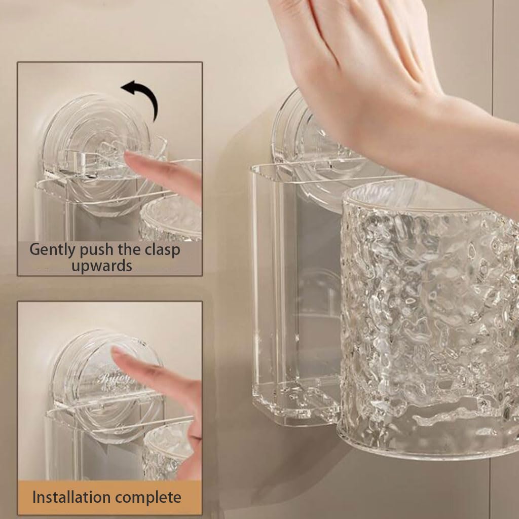 Set portaspazzolino a Ventosa da Parete Set Organizer in plastica per Tazze da Bagno Dispenser per mensole domestiche di Grande capacità