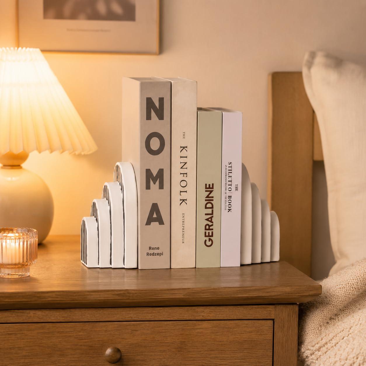 Fermalibri decorativi pesanti per mensole, fermalibri ad arco bianco e nero per libri, set moderno per scrivania da ufficio, libreria, decorazione per casa, biblioteca, soggiorno, (nero)